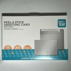 Peel & Stick Greeting Card Envelopes SILVER 25 pk 5.75 x 8.75 Pen+Gear